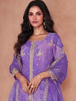 Lavender Faux Georgette Party Wear Sharara Suit